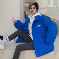 克莱因蓝棉服女2021年新款韩版宽松棉袄外套潮流个性女学生立领棉衣冬装