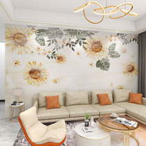 墙纸定制3d法式奶油风向日葵电视背景墙壁纸客厅壁布卧室墙布壁画