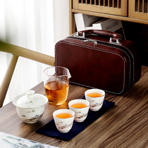 羊脂玉快客杯户外旅行功夫茶具便携盖碗茶杯套装家用简约礼品定制