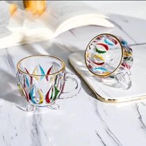 拍一发二彩绘描金咖啡杯耐热玻璃杯水杯个性带把创意茶杯SRT