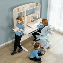中小学生家用课桌椅套装实木高书架儿童书桌稳定可升降课桌椅