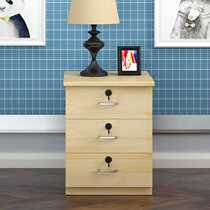 新款简约现代实木床头柜带锁原木色卧室收纳储物柜烤漆松木床边小
