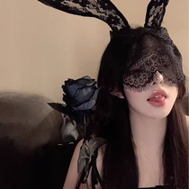 韩国蕾丝兔耳朵发箍女网红主播拍照发卡猫耳朵头箍cos面罩头饰品