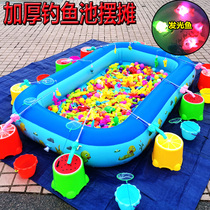 儿童钓鱼池套装广场摆摊充气池加厚戏水池小孩磁性钓鱼玩具气垫池