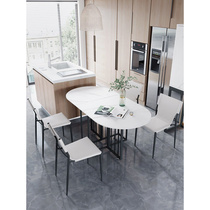 北欧折叠餐桌小户型简约现代多功能可伸缩靠墙桌吧台酒柜一体家用