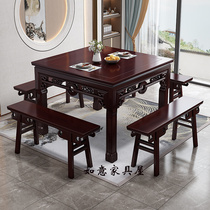 新中式桌实木正方形四方桌饭桌老式农村餐桌家用客厅桌子家具
