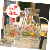 新款 韩国喇叭花色加厚玻璃两用壶耐高z温茶水壶冷热水瓶 带滤茶