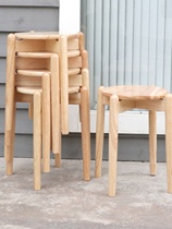 新北欧热卖叠凳日式原木餐桌凳家用实木圆凳餐凳四脚餐厅可叠放品