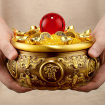 铜聚宝盆摆件纯招铜制工艺品黄铜米缸大号家居客厅装饰品存钱罐财
