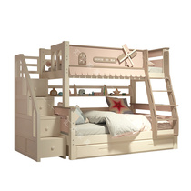 定制定制儿童上下床女孩全实木子母床双人床上下铺公主床粉色高低
