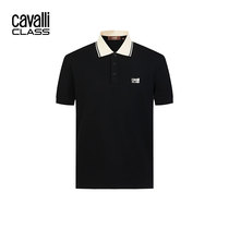 Cavalli Class卡沃利男装领口条纹拼色POLO衫男短袖亲肤舒适翻领T
