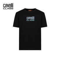 Cavalli Class卡沃利夏季全棉字母印花宽松短袖T恤男休闲通勤休恤