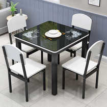 四人桌椅餐厅桌方桌子钢化玻璃桌家用方形客桌双人桌椅餐桌椅组合