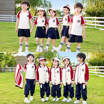 学院风红色校服套装小学生春秋款一年级班服夏季幼儿园园服三件套