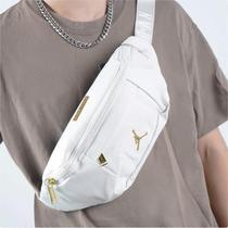 耐克Jordan黑白金仿蛇皮学生背包运动休闲挎包Nike单肩腰包HA5507