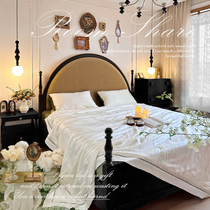 法式复古床黑色巴黎床1.8米1.5米双人床美式实木床软包轻奢主卧床