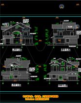 CAD新中式二层乡村别墅住宅新农村自建房砖混仿古建筑民居CAD图纸
