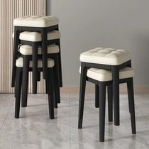 家用餐椅现代简约化妆梳妆台凳子轻奢可叠放餐凳软包塑料高板凳