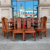 红木家具缅甸花梨木大果紫檀1.8米圆餐桌餐台国色天香椅子餐厅
