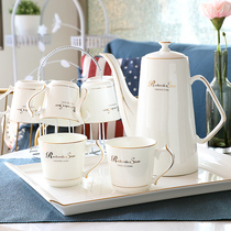 水杯杯具套装家用陶瓷客厅杯子托盘水具欧式轻奢茶杯骨瓷水壶礼盒