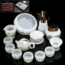 千里江山琉璃功夫茶具套家用高档泡茶壶茶杯盖碗整套送礼轻奢礼品