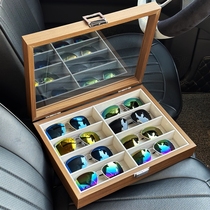 旅游大墨镜眼镜收纳盒胡桃木纹展示盒太阳眼镜文玩核桃手串收藏盒