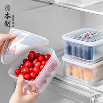 日本进口水果便当盒冰箱食品级沥水保鲜盒便携儿童外出食物收纳盒
