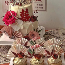 国潮新中式订婚宴结婚百日礼仿真花情人节甜品台蛋糕装饰烘焙插件