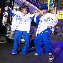 街舞儿童潮服男童嘻哈棒球服外套演出服秋装女孩帅气hiphop蓝色裤