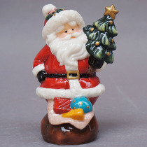 出口陶瓷人偶圣诞老人瓷偶摆件家居装饰品礼物挂件烛台桌面圣诞树