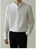 垂感长袖衬衫男新中式轻熟风男装春秋季韩版修身免烫冰丝立领衬衣