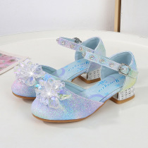 爱莎公主鞋女童夏季小女孩洋气冰雪奇缘凉鞋儿童艾莎水晶高跟鞋子
