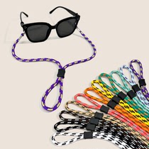 跨境粗彩色双拼色涤纶编织可调节运动防滑口罩挂绳眼镜链眼镜绳