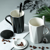 创意欧式简约大容量陶瓷马克杯带盖勺男女生办公家用喝水泡茶杯子