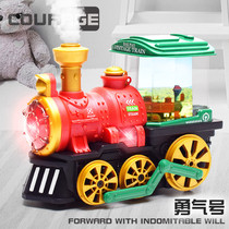 电动蒸汽烟雾火车会自己跑的喷雾火车模型婴幼儿童男女孩行走玩具