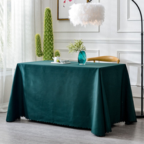 会议桌桌布定制logo印刷长方形长条酒店台布办公室展会墨绿色桌布