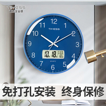TIMESS钟表挂钟客厅2023新款家用时尚壁挂时钟表挂墙电子钟万年历