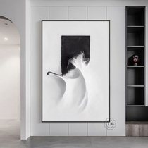 黑白极简玄关装饰画现代简约抽象走廊过道壁画北欧轻奢挂画客厅画