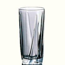 加厚透明玻璃杯耐热水杯四脚斜圆角个性圆高款直身杯饮料杯