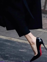 高跟鞋性感床上单鞋女细跟2024春季新款高级感黑色侧空红底凉鞋