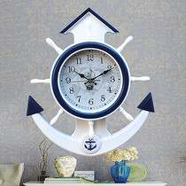 地中海船锚舵手挂钟创意海洋时钟客厅卧室家居壁饰挂件钟表石英钟