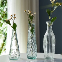 法式复古小花瓶浮雕玻璃迷你花瓶ins风透明水培插花客厅装饰摆件
