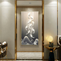 九鱼图入户玄关装饰画现代轻奢竖版高档抽象客厅壁画走廊过道挂画