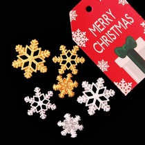 新款圣诞金色银色闪粉雪花树脂配件diy奶油胶手机壳发卡发夹饰品