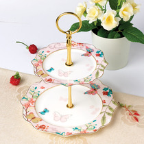高颜值创意法式英式下午茶点心盘蛋糕双层陶瓷果盘创意花边盘架子