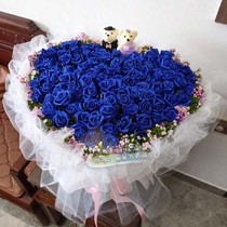 99朵蓝色妖姬心形花束同城花店送花 生日鲜花 北京鲜花鲜花蓝玫瑰
