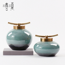 新中式摆件高端陶瓷罐博古架展示柜样板间酒柜办公室家居软装饰品