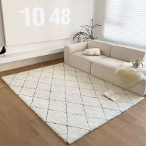 ins风线条艺术地毯客厅简约纯色加厚短毛卧室床边撸猫感毛毯地垫