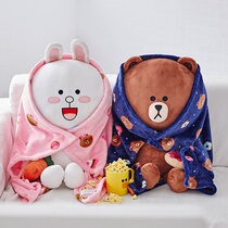 韩国原单linefriends布朗熊可妮兔卡通毛毯空调毯午睡毯宿舍床单