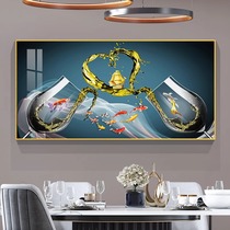 九鱼图餐厅装饰画轻奢现代简约吃饭厅酒杯壁画歺厅餐桌背景墙挂画